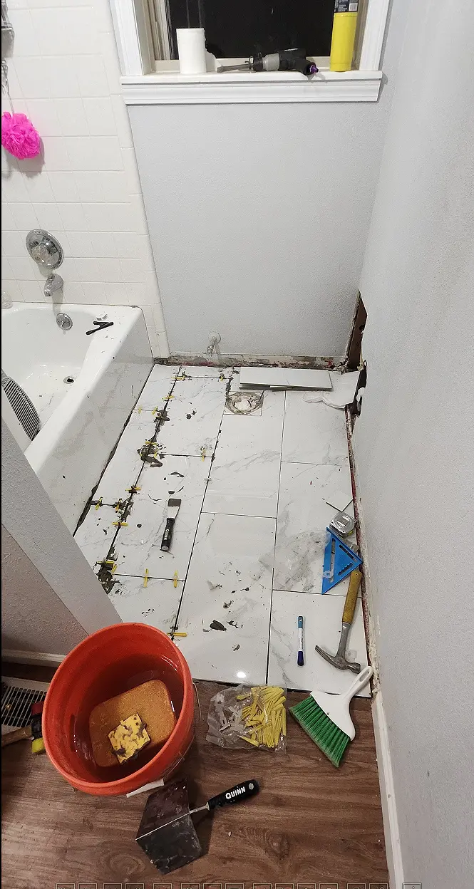 Picture showing the remaining tile layed.