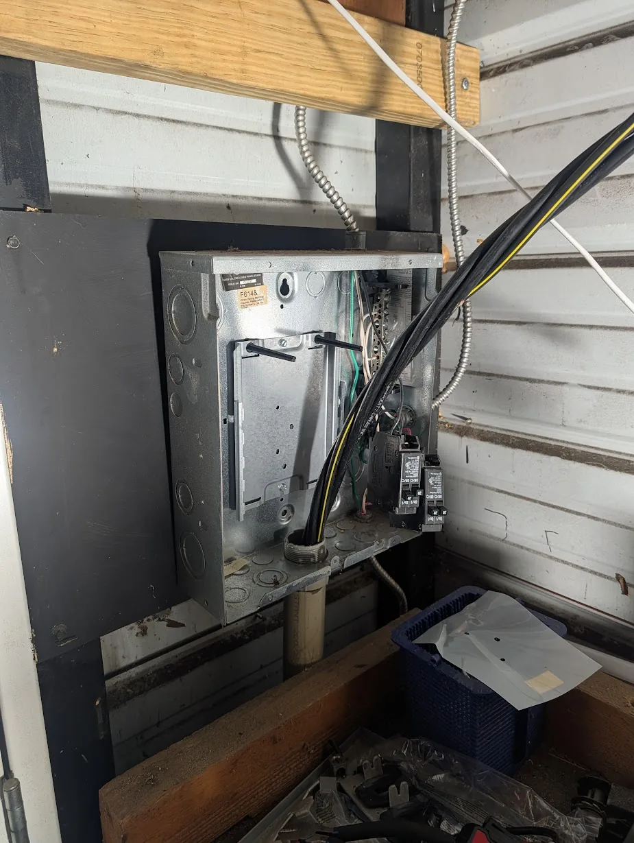 Old shed subpanel with the feeder ripped out the bottom, case bent