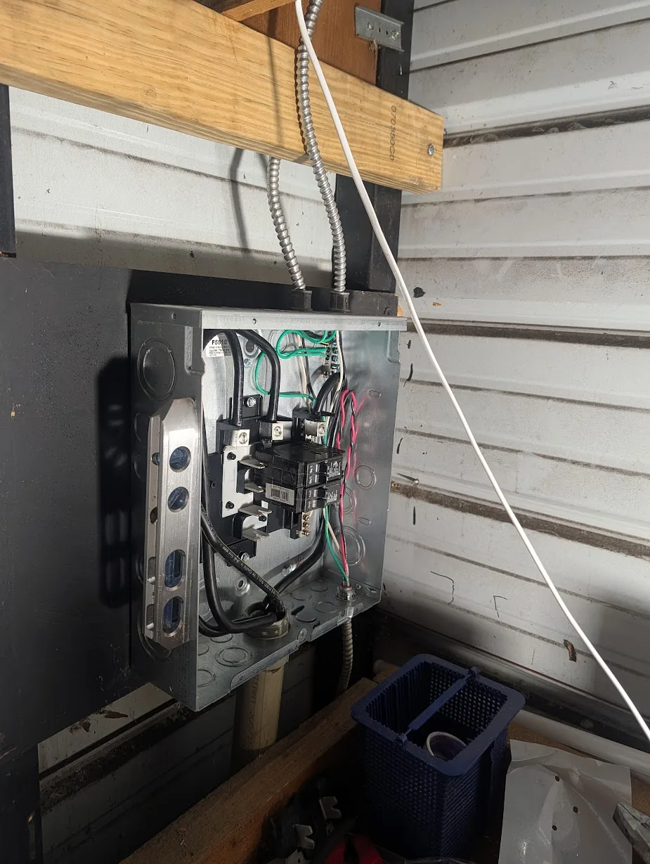 Shed panel with all branch circuits re-terminated on the bus
