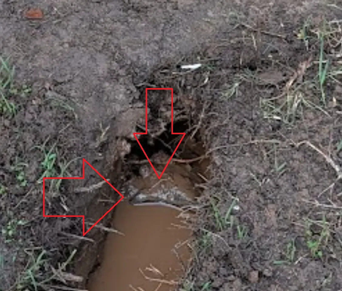 Confirming the pipe made it under the sidewalk