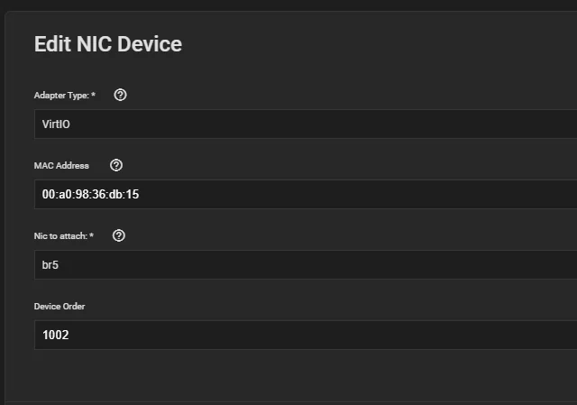 Edit NIC Device