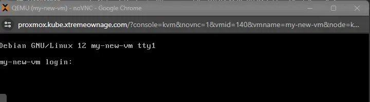 Picture showing the login prompt of cloned VM