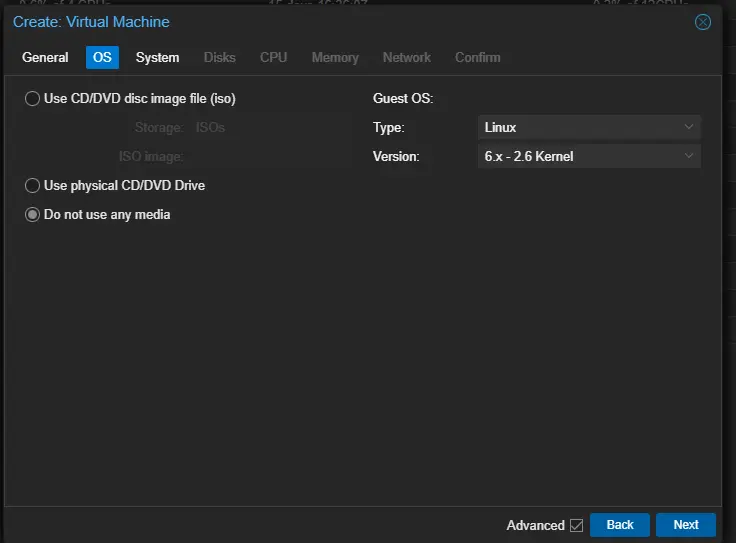 Create VM - OS Tab