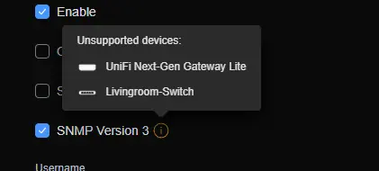 Image showing SNMP not supported